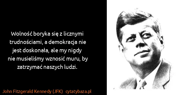 John Fitzgerald Kennedy (JFK): Wolność boryka się z licznymi trudnościami, a demokracja...