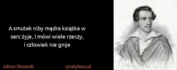Juliusz Słowacki: A smutek niby mądra książka w serc żyje, I mówi wiele...