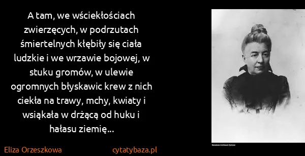 Eliza Orzeszkowa: A tam, we wściekłościach zwierzęcych, w podrzutach...