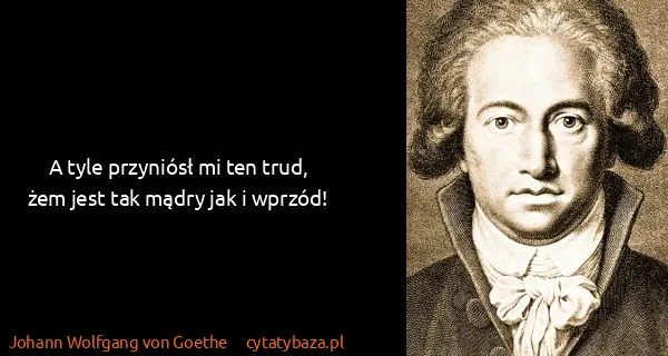 Johann Wolfgang von Goethe: A tyle przyniósł mi ten trud, żem jest tak mądry jak i...
