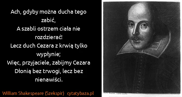 William Shakespeare (Szekspir): Ach, gdyby można ducha tego zabić,
A szabli ostrzem...