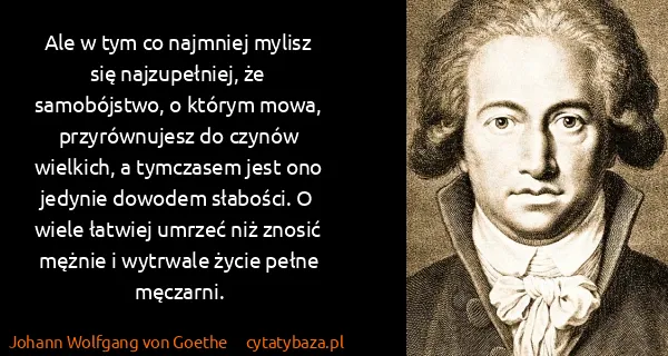Johann Wolfgang von Goethe: Ale w tym co najmniej mylisz się najzupełniej, że...