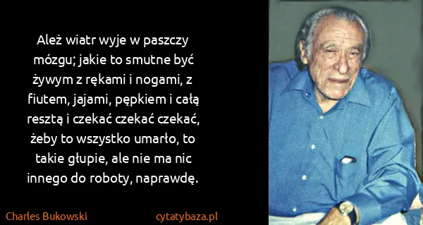 Charles Bukowski: Ależ wiatr wyje w paszczy mózgu; jakie to smutne być...