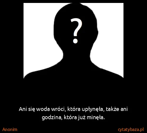 Anonim: Ani się woda wróci, która upłynęła, także ani godzina,...