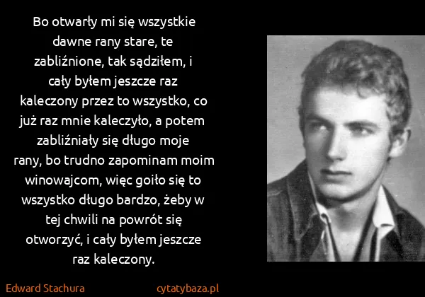 Edward Stachura: Bo otwarły mi się wszystkie dawne rany stare, te...