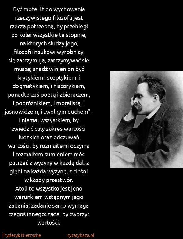 Fryderyk Nietzsche: Być może, iż do wychowania rzeczywistego filozofa jest...