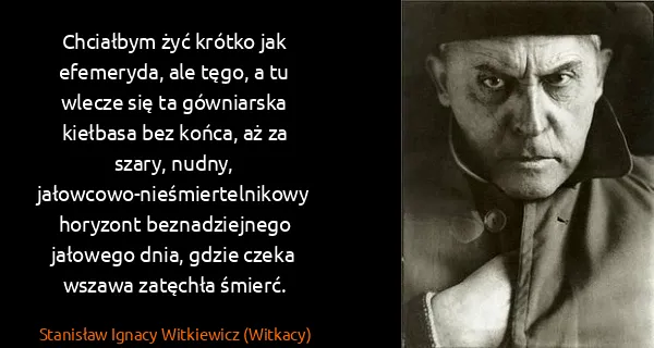 Stanisław Ignacy Witkiewicz (Witkacy): Chciałbym żyć krótko jak efemeryda, ale tęgo, a tu...