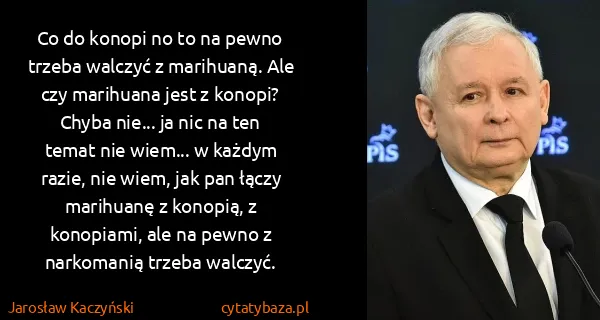 Jarosław Kaczyński: Co do konopi no to na pewno trzeba walczyć z marihuaną....