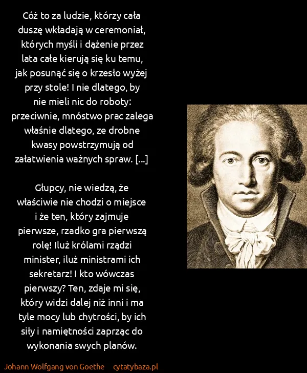 Johann Wolfgang von Goethe: Cóż to za ludzie, którzy cała duszę wkładają w...