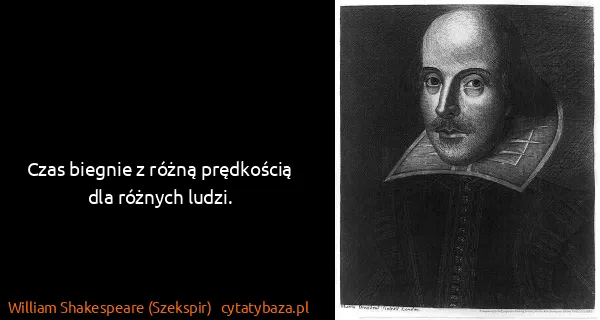 William Shakespeare (Szekspir): Czas biegnie z różną prędkością dla różnych ludzi.