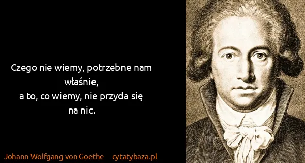 Johann Wolfgang von Goethe: Czego nie wiemy, potrzebne nam właśnie,
a to, co wiemy,...