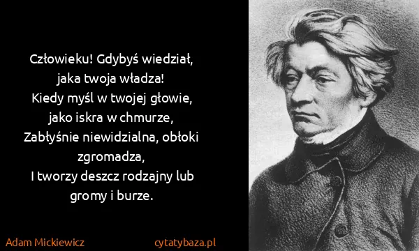 Adam Mickiewicz: Człowieku! Gdybyś wiedział, jaka twoja władza!
Kiedy...
