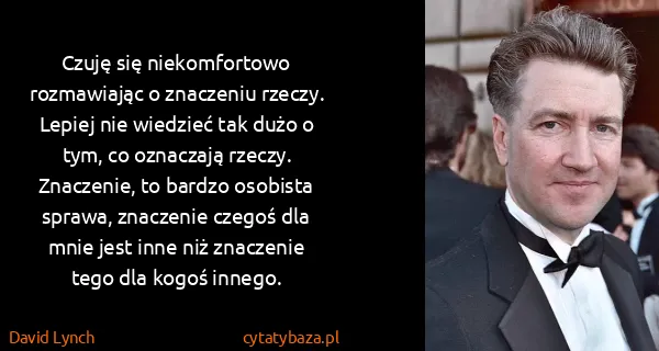 David Lynch: Czuję się niekomfortowo rozmawiając o znaczeniu rzeczy....