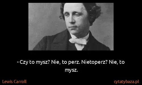Lewis Carroll: - Czy to mysz? Nie, to perz. Nietoperz? Nie, to mysz.
