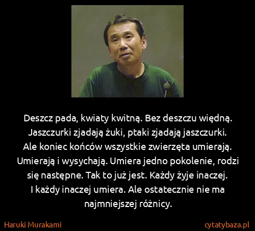 Haruki Murakami: Deszcz pada, kwiaty kwitną. Bez deszczu więdną....