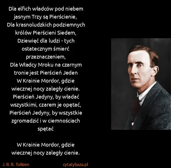 J. R. R. Tolkien: Dla elfich władców pod niebem jasnym Trzy są...
