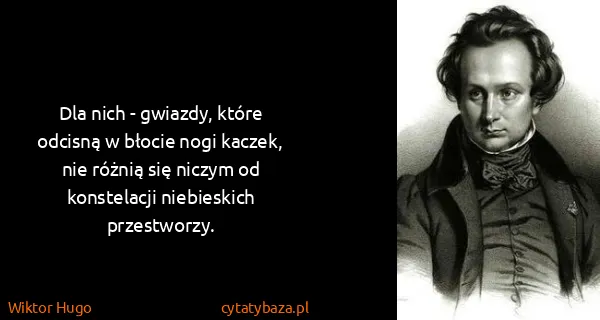 Wiktor Hugo: Dla nich - gwiazdy, które odcisną w błocie nogi kaczek,...