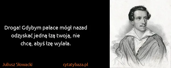 Juliusz Słowacki: Droga! Gdybym pałace mógł nazad odzyskać jedną łzą...