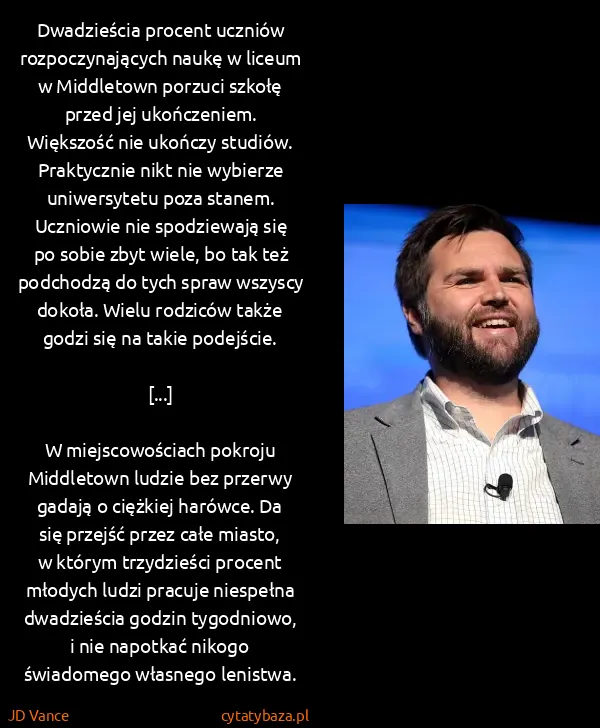 JD Vance: Dwadzieścia procent uczniów rozpoczynających naukę w...