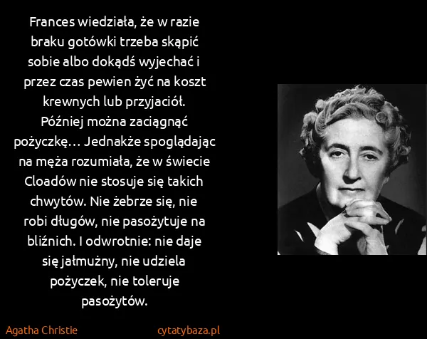 Agatha Christie: Frances wiedziała, że w razie braku gotówki trzeba...