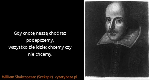 William Shakespeare (Szekspir): Gdy cnotę naszą choć raz podepczemy,
wszystko źle idzie;...