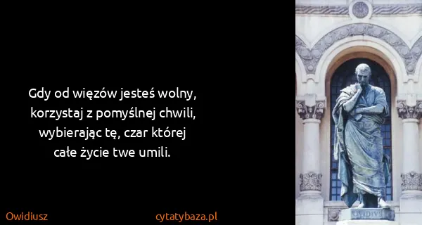 Owidiusz: Gdy od więzów jesteś wolny,
korzystaj z pomyślnej...