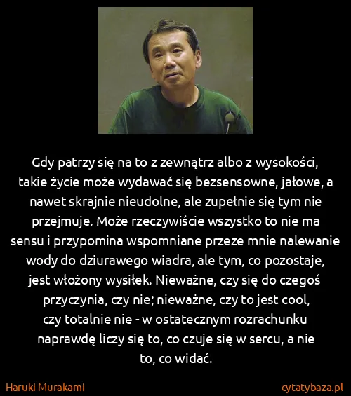 Haruki Murakami: Gdy patrzy się na to z zewnątrz albo z wysokości, takie...