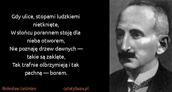 Bolesław Leśmian: Gdy ulice, stopami ludzkiemi nietknięte,
W słońcu...