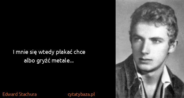 Edward Stachura: I mnie się wtedy płakać chce albo gryźć metale...