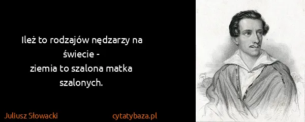 Juliusz Słowacki: Ileż to rodzajów nędzarzy na świecie -
ziemia to szalona...