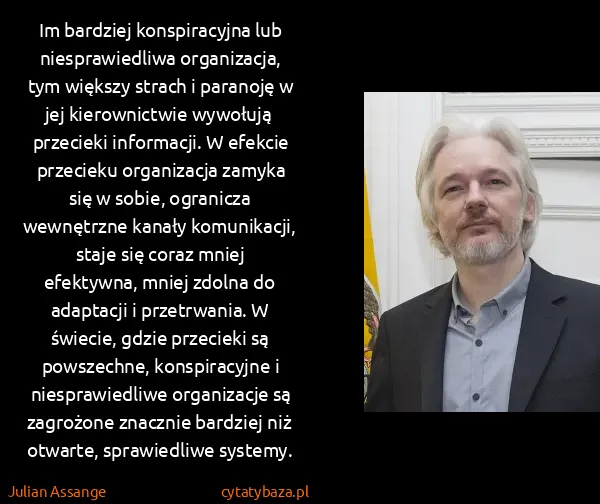 Julian Assange: Im bardziej konspiracyjna lub niesprawiedliwa...