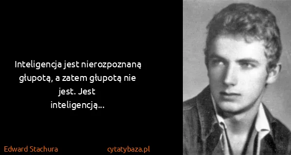 Edward Stachura: Inteligencja jest nierozpoznaną głupotą, a zatem głupotą...