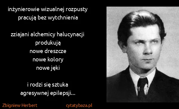 Zbigniew Herbert: inżynierowie wizualnej rozpusty
pracują bez...