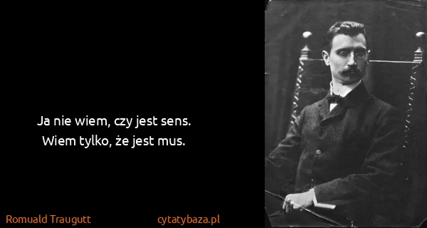 Romuald Traugutt: Ja nie wiem, czy jest sens. Wiem tylko, że jest mus.