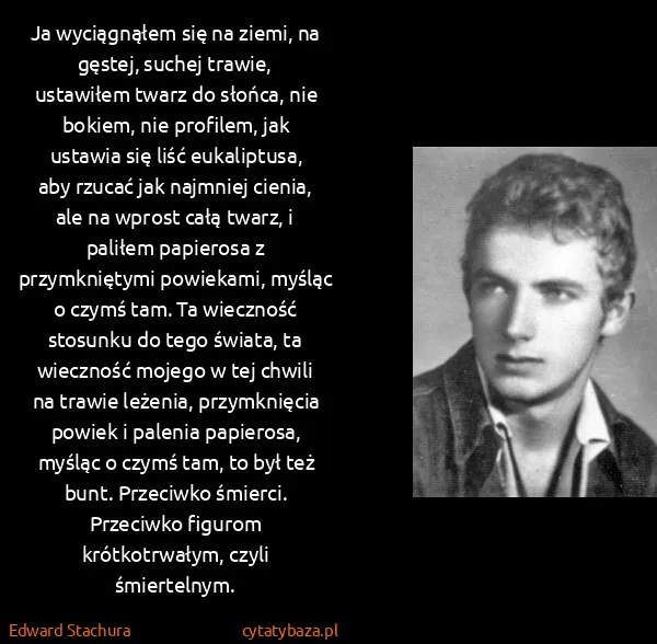 Edward Stachura: Ja wyciągnąłem się na ziemi, na gęstej, suchej trawie,...