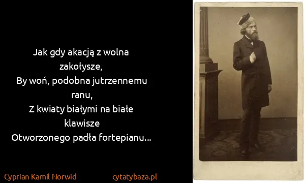 Cyprian Kamil Norwid: Jak gdy akacją z wolna zakołysze,
 By woń, podobna...