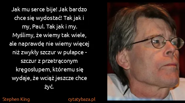 Stephen King: Jak mu serce bije! Jak bardzo chce się wydostać! Tak jak...