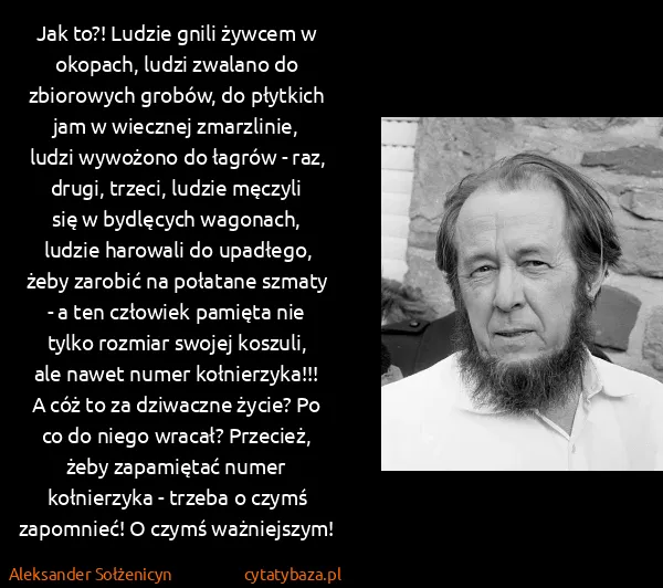 Aleksander Sołżenicyn: Jak to?! Ludzie gnili żywcem w okopach, ludzi zwalano do...