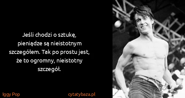 Iggy Pop: Jeśli chodzi o sztukę, pieniądze są nieistotnym...