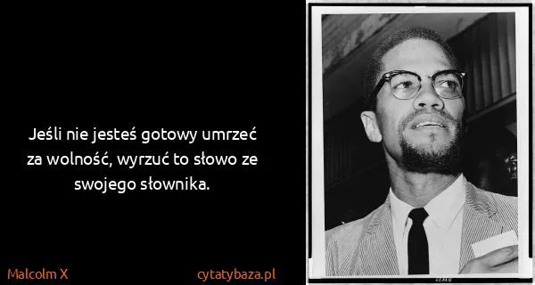 Malcolm X: Jeśli nie jesteś gotowy umrzeć za wolność, wyrzuć to...