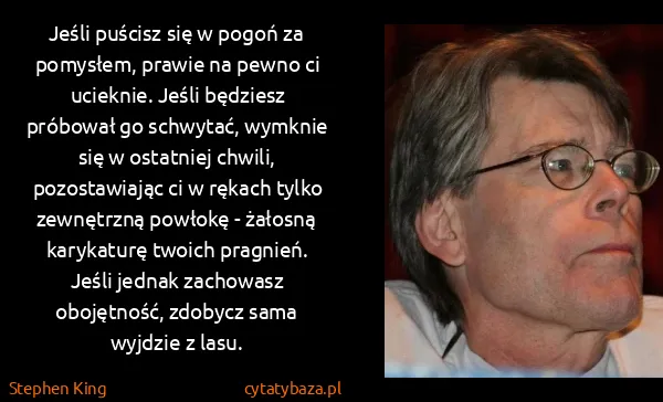 Stephen King: Jeśli puścisz się w pogoń za pomysłem, prawie na pewno...