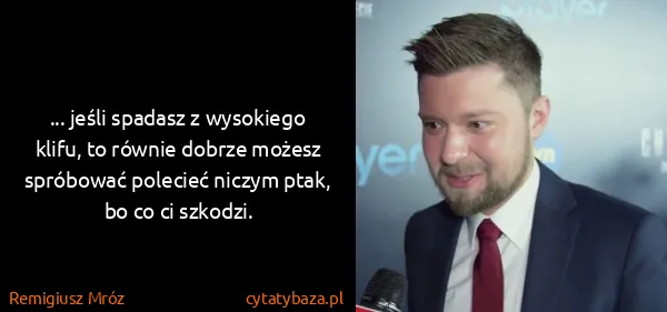 Remigiusz Mróz: ... jeśli spadasz z wysokiego klifu, to równie dobrze...