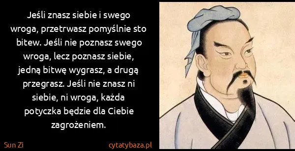 Sun Zi: Jeśli znasz siebie i swego wroga, przetrwasz pomyślnie...