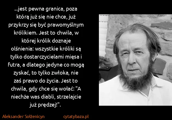 Aleksander Sołżenicyn: ...jest pewna granica, poza którą już się nie chce, już...