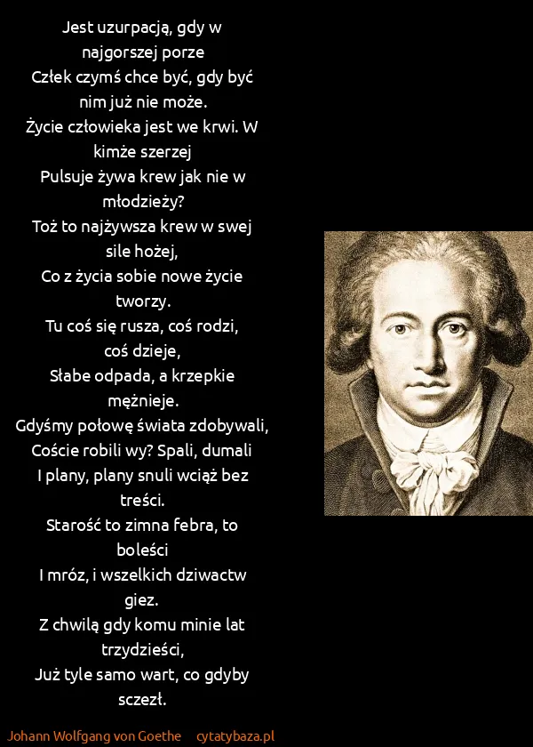Johann Wolfgang von Goethe: Jest uzurpacją, gdy w najgorszej porze
Człek czymś chce...