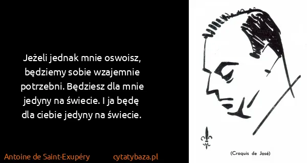 Antoine de Saint-Exupéry: Jeżeli jednak mnie oswoisz, bęǳiemy sobie wzajemnie...