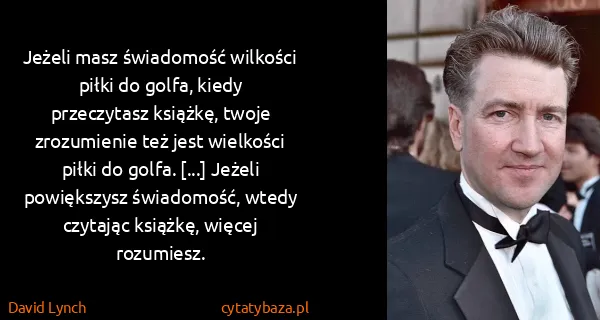David Lynch: Jeżeli masz świadomość wilkości piłki do golfa, kiedy...