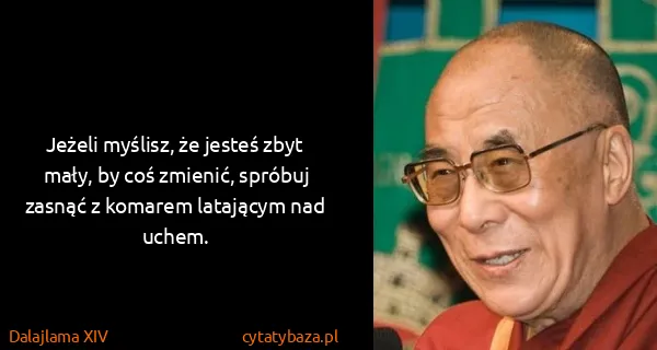 Dalajlama XIV: Jeżeli myślisz, że jesteś zbyt mały, by coś zmienić,...