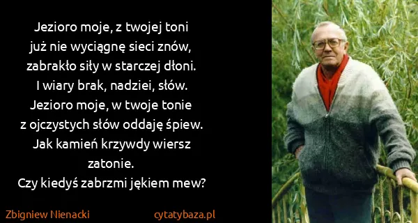 Zbigniew Nienacki: Jezioro moje, z twojej toni
już nie wyciągnę sieci...
