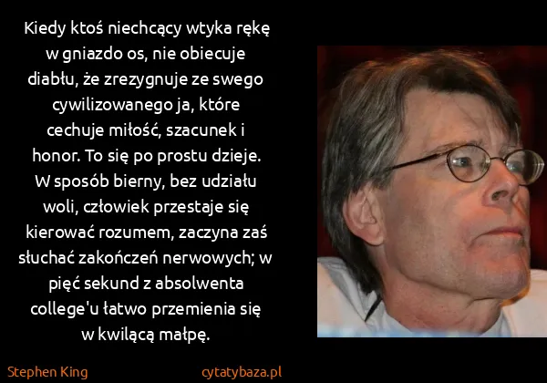 Stephen King: Kiedy ktoś niechcący wtyka rękę w gniazdo os, nie... Stephen King: Kiedy ktoś niechcący wtyka rękę w gniazdo os, nie...